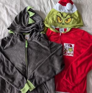 Boys Onesie Pajamas - The Grinch And Dinosaur Sz Large